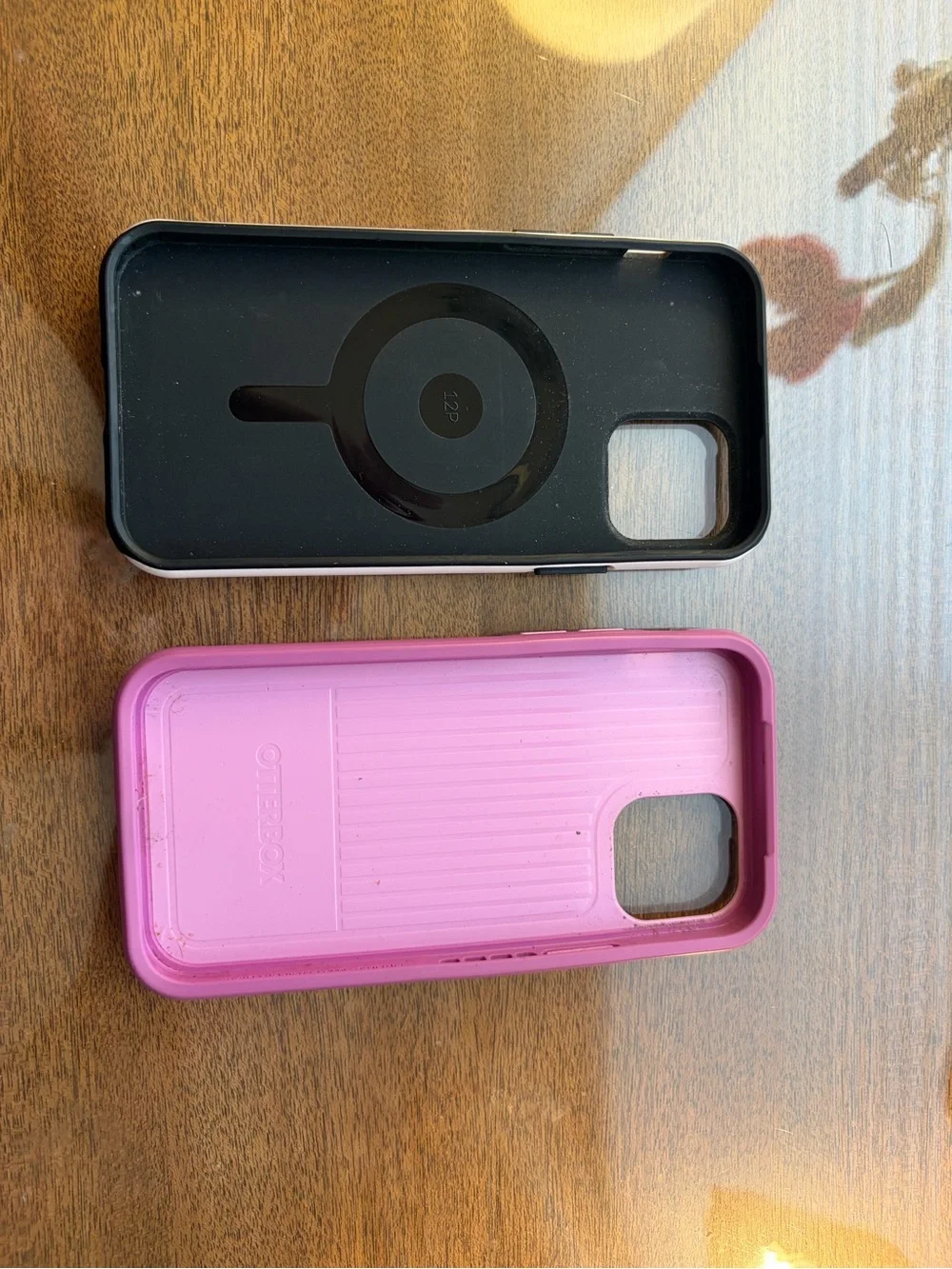 OtterBox Dual-Design Phone Case Set — Pink and White with Blue Ribbon Art
